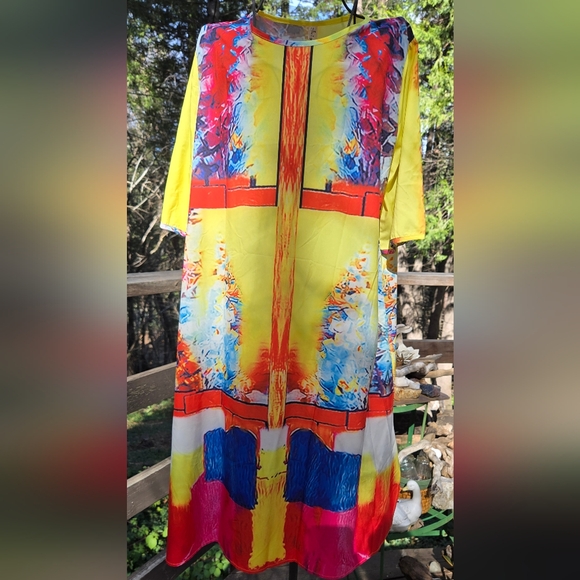Dai  yuan li Vibrant Multicolor Abstract Dress szXXL NWT - Picture 2 of 8